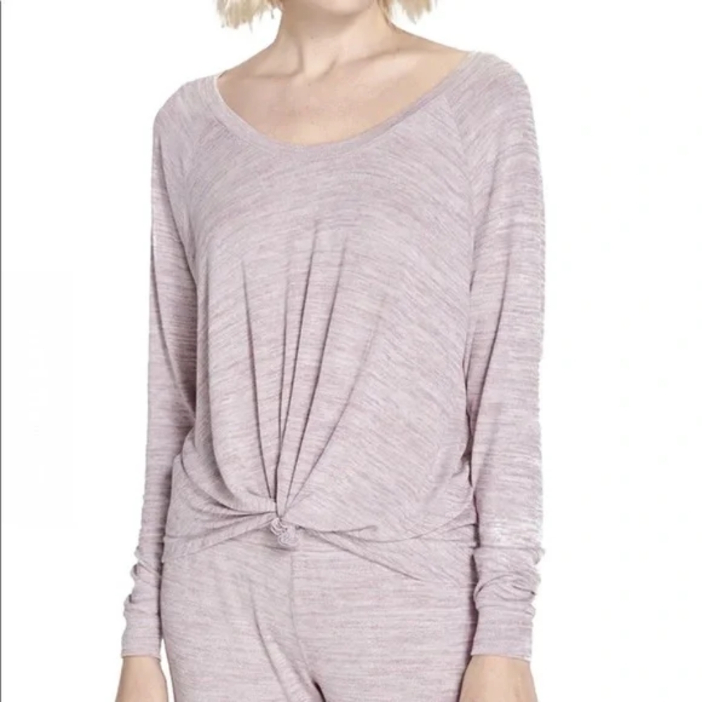 UGG Fallon Pink Twist Front Long Raglan Sleeve Scoop Neck Tee Small